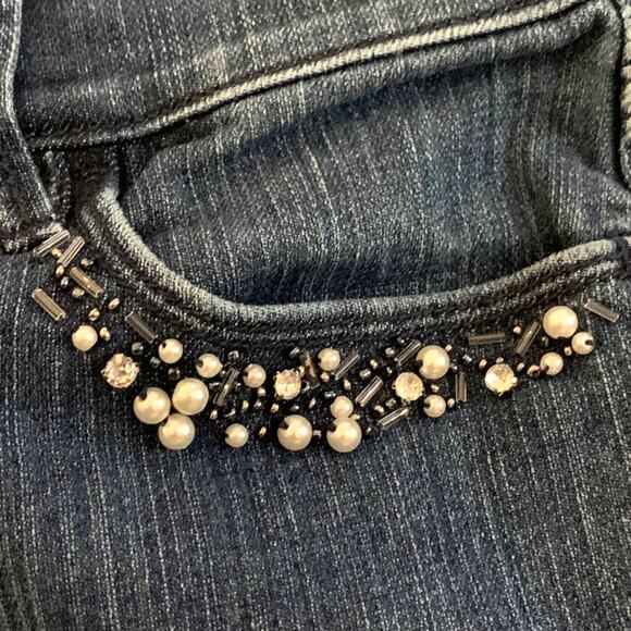 Ann Taylor LOFT Jeans Rhinestone Crystal Embellished Modern Skinny Jeans Size 4 - Picture 8 of 13